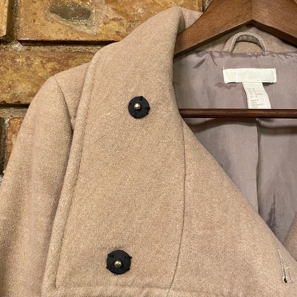 H&M tan dress pea coat size 8 - Picture 3 of 12